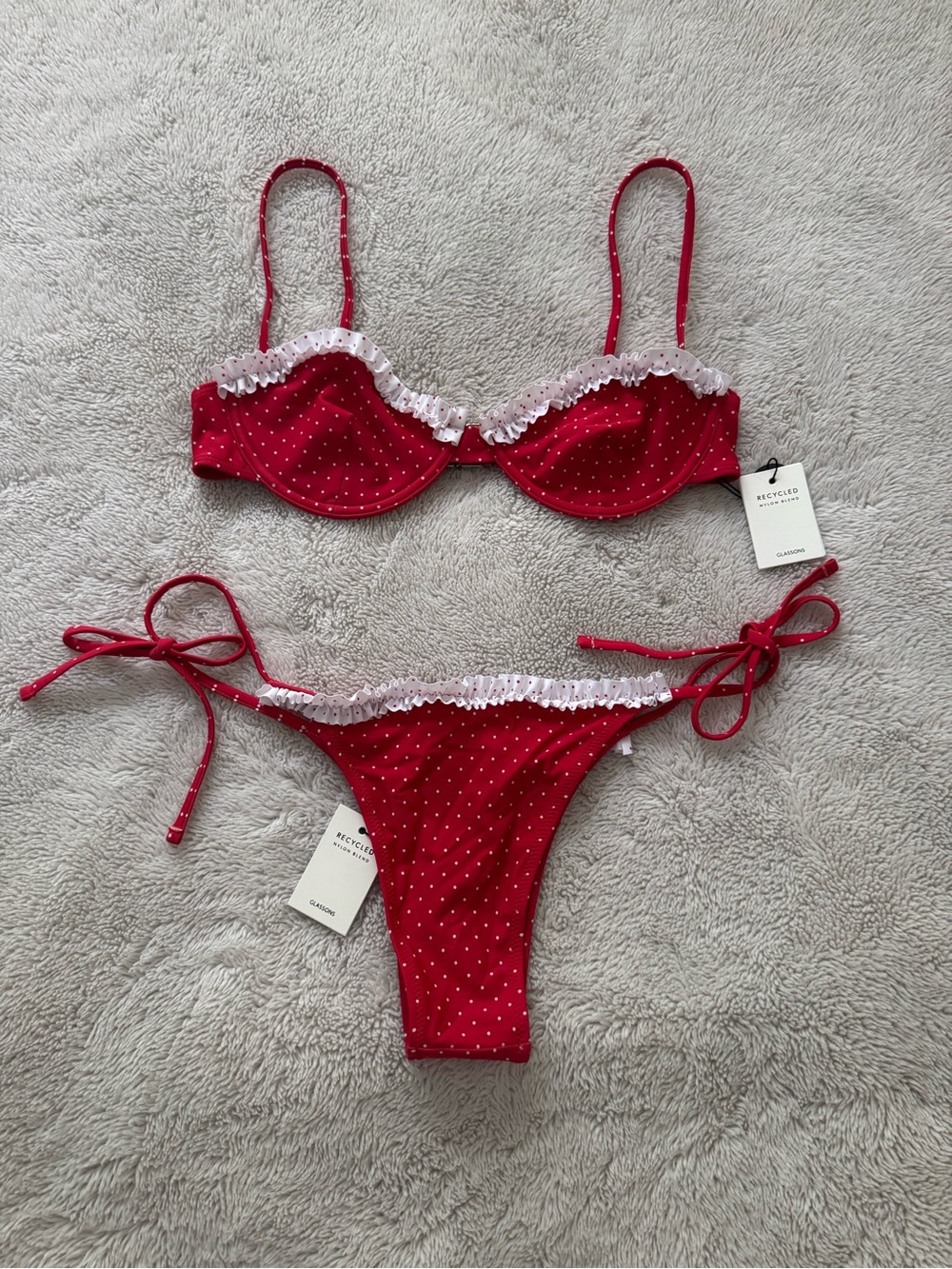 Glassons red polka dot swim